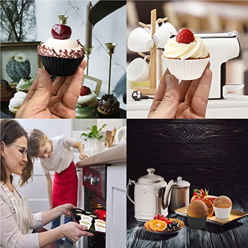 Reusable Silicone Baking Cups, Silicone Baking Molds, Matte Black And Matte White 24 Pack. #TOP5
