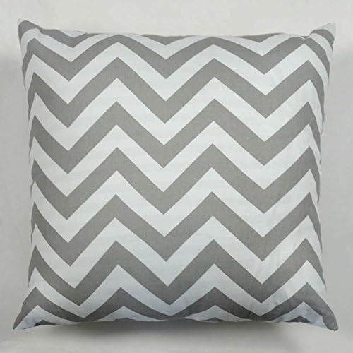 ATJC Cjeremy2000 18 X 18 Inches Decorative Cotton Canvas Square Throw Pillow Cover Cushion Case Handmade Chevron Stripe Toss Pillowcase with Invisible Zipper Closure(Grey)