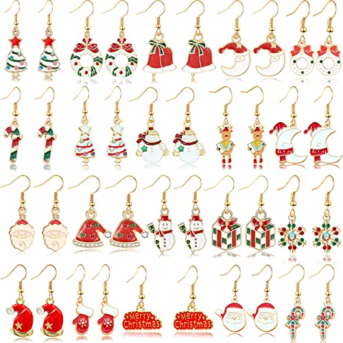 20/9 Pairs Christmas Earrings for Women Christmas Drop Dangle Earrings Set Christmas Tree Holiday Earrings Hook Earrings Party Jewelry Christmas Gifts