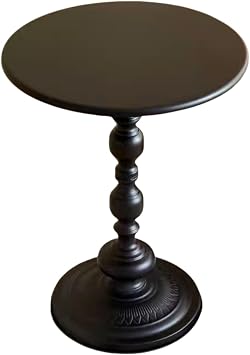 Classic Design Wrought Iron Small Side End Coffee Table - Black, Vintage for Living Room, Bedroom, Bathroom,Balcony, Patio, Garden, Swimming Pool Multi-Purpose