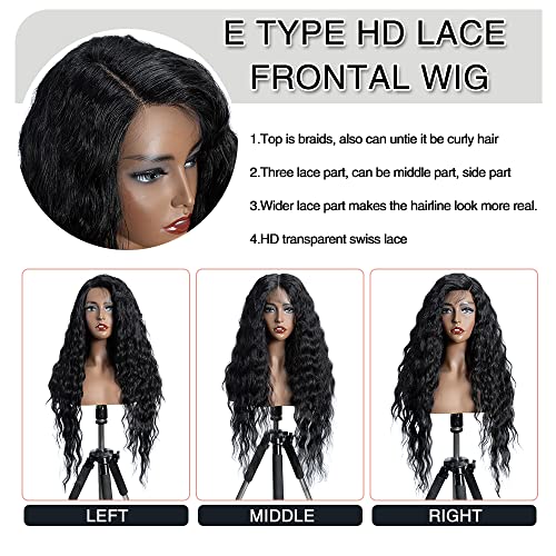 FASHION IDOL Lace Front Curly Wigs 31" with Baby Hair Long Synthetic Natural Water Wavy Wig for Black Women Ombre Auburn with E Type HD Lace Wig – Bild 4