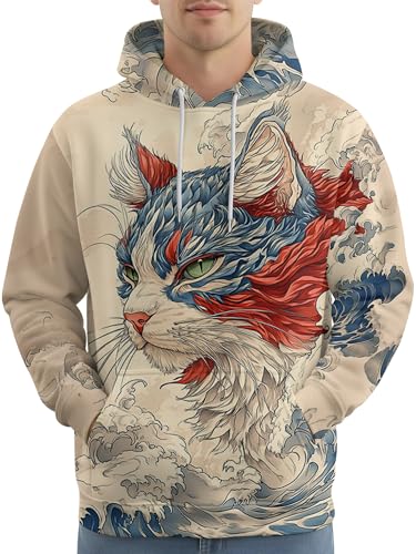 Image of PAGYMO Graphic Hoodies for Men Funny Novelty Pullover Hooded Sweatshirt | Funny 3D print, cool novelty design, colorful pattern, mens graphic pullover hoodie, sarcastic style, funky winter fashion