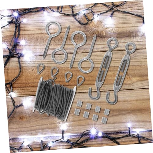 Kit de Soporte para Cable de Acero Inoxidable con 23 Piezas, Incluye Ganchos para Techo, Tensores y Abrazaderas para Cables, Ideal para Luces de Cuerda y Decoración de Jardín miniatura 4