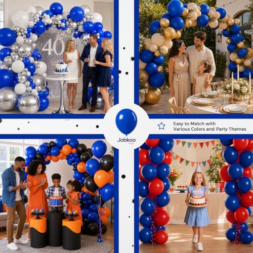Image of Jobkoo Blue Balloons 12 Inch, 50Pcs Dark Royal Blue Latex Balloon