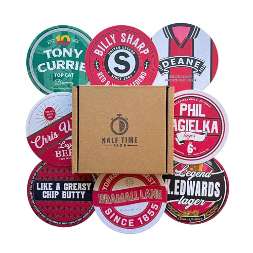 Sheffield United Beer Mats Set of 8 Football Coasters for Men or Women Unique Sheffield United Gifts SUFC Memorabilia Gift Boxed Drink Coasters for Beer or Coffee Football Fan Gift Idea