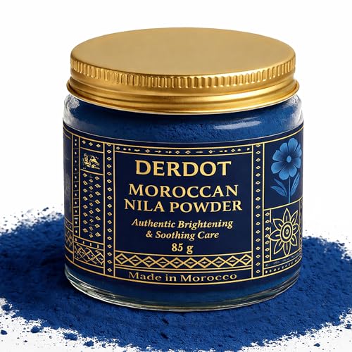 Image of Moroccan Nila Powder | 100% Natural Indigo Blue Powder for Skin Brightening, Soothing & Detox | Traditional Moroccan Hammam Beauty Treatment for Face & Body Care (85gm)