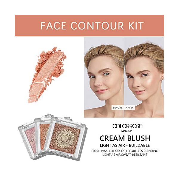 Highlighter-Palette-Face-Luminizing-Highlighter-Makeup-Palette-Instant-Glow-Powder-Nude-Bronzer-Highlighter-Kit-3-Packs-and-One-Makeup-Sponge Highlighter Palette, Face Luminizing Highlighter Makeup Palette, Instant Glow Powder Nude Bronzer Highlighter Kit, 3 Packs and One Makeup Sponge