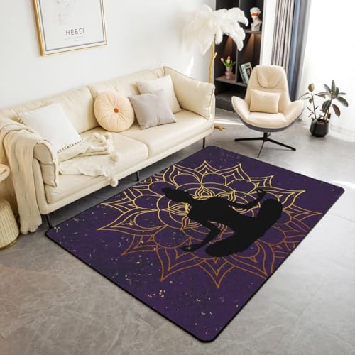 Yoga Area Rug 4x5 Boho Mandala for Living Room & Bedroom