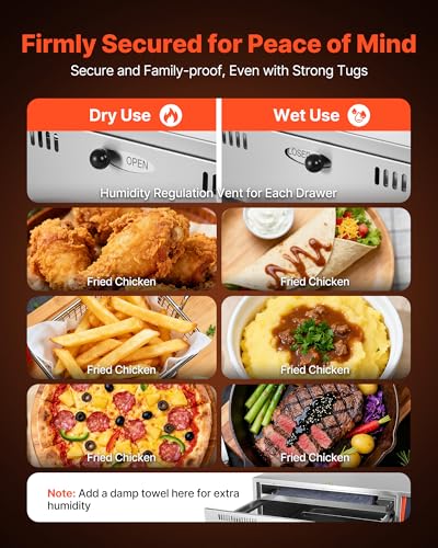 Image of VEVOR Commercial Electric Drawer Warmer,2 Full-Size Pan Stainless Steel Food Warmer,Freestanding Standard Warming Drawer Cabinet,85F-185F Wide Temperature Range,for Restaurant, Hotel Buffet & Bakery