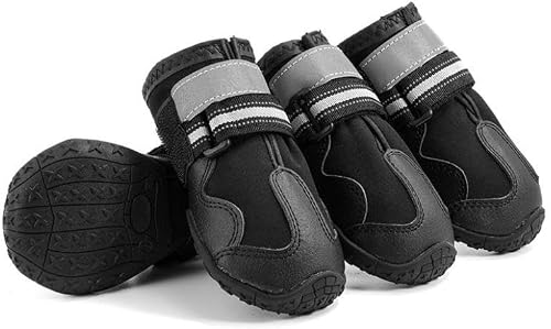 Outdoor Dog Boots,Waterproof Dog Booties with Reflective Rugged Anti-Slip Sole and Skid-Proof