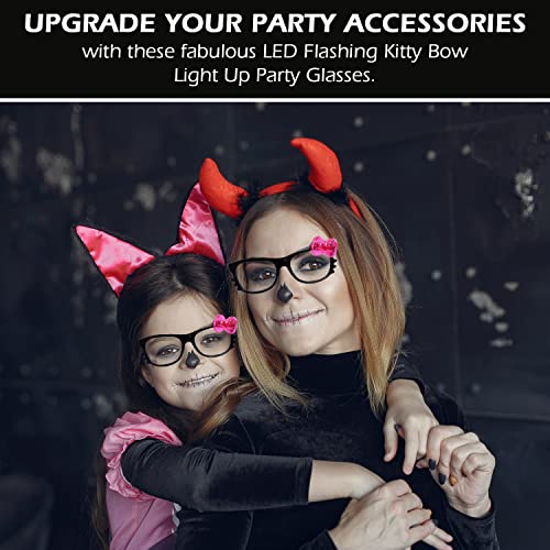The Electric Mammoth 12 Pairs Of Led Flashing Kitty Bow Light Up Party Glasses Shades (Black Frame) #TOP2
