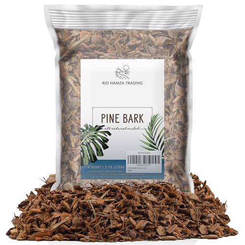 100% Natural Pine Bark Mulch Nuggets (4 Quarts), Small Mulch...