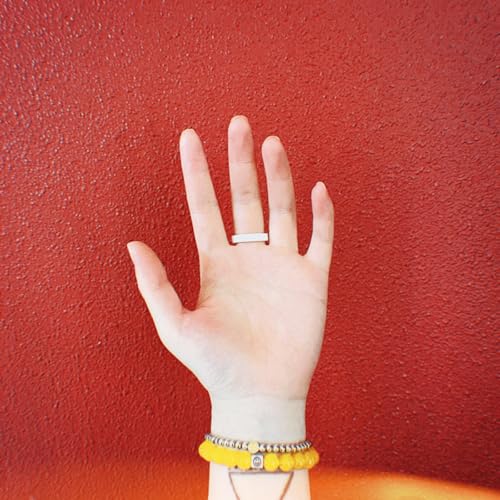 4mm White Classical Plain Ceramic Band Ring for Women Men,Simple Dainty Promise Statement Anniversary Stackable Ring4