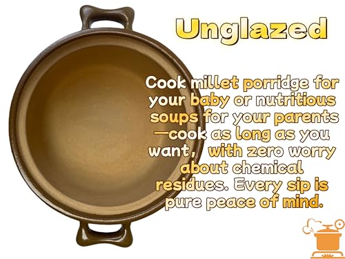 YVZNC Handmade 4-Quart Natural Terracotta Clay Pot for Cooking,Internally Unglazed Cookware for Stews, Casseroles, Rice and Soups by YVZNC - Image 3