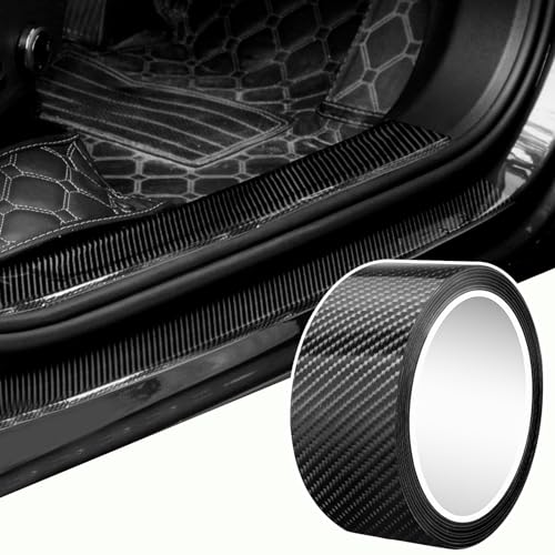 Image of Bumper Protector Car Door Edge Guard 5D Carbon Fiber Wrap Film Waterproof Anti-Collision Strip for Car Door Guard /Front and Rear Bumper /Door Sill Protector (2In x 33Ft, Black)