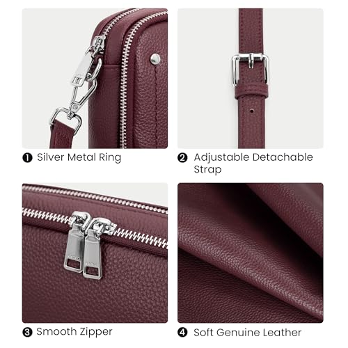 Image of befen Genuine Leather Crossbody Bags for Women, RFID Leather Purses