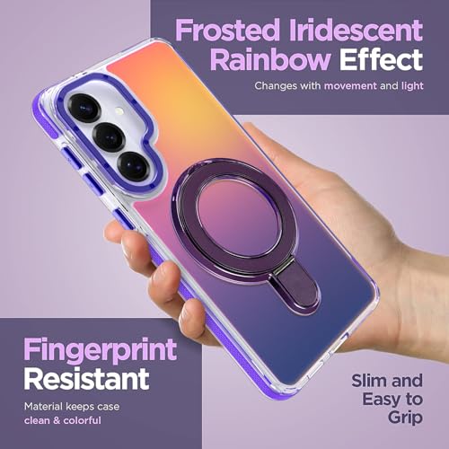 Image of Magnetic for Samsung Galaxy S26 Plus Case with Stand [Compatible with Magsafe] [Cute Fluorescent Design] [1 Screen Protector] Slim Translucent Matte Case for Galaxy S26 Plus 6.7 inch, Purple
