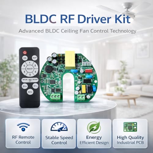 Image of BLDC RF Fan Driver Kit for Ceiling Fan | BLDC Controller PCB Board with Remote | 1200mm BLDC Fan Repair Replacement Kit | Energy Efficient Fan Driver |