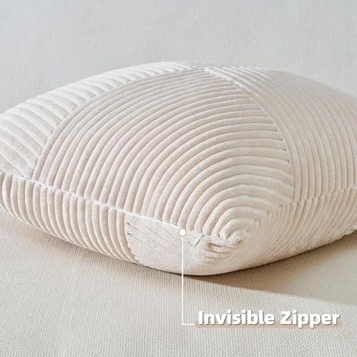 Miniatura 6 de Topfinel Fundas Cojines 50x50 Blanco Crema De Pana Suave Y Duradera,Funda Cojines Con Cremallera Oculta Para Sala De Estar, Sofás, Camas, Sillas Dormitorio Jardín Coche 2 Piezas
