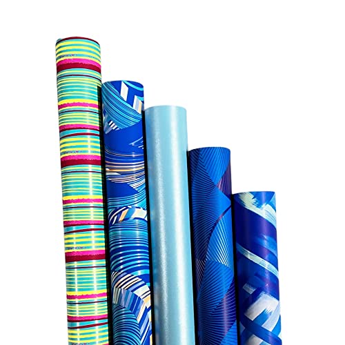 arkamii Rolle Geschenkpapier 5 Rollen 2m x 70cm Marine Geburtstagsgeschenk des blauen Mannes (R2)
