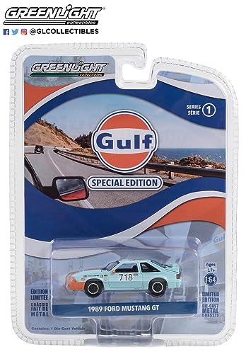 Greenlight Mustang GT 1989 Fox Body Gulf Oil 1:64 miniatura 2