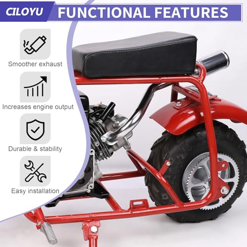 Image of Central Long Mini Bike Exhaust Header Pipe with Muffler Kit Replacement for GMB100 Coleman CT100U Predator 79cc 3HP 98cc Mini Bike 154F 3.0HP Engine GPS Rascal 98 Lite Minibike Parts