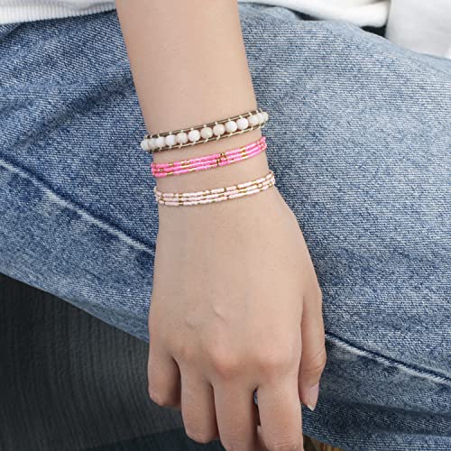 Image of KELITCH Adjustable Multi Strand Bracelets Colorful Miyuki Seed Beads Wrap Bracelets Bangle Women Jewelry