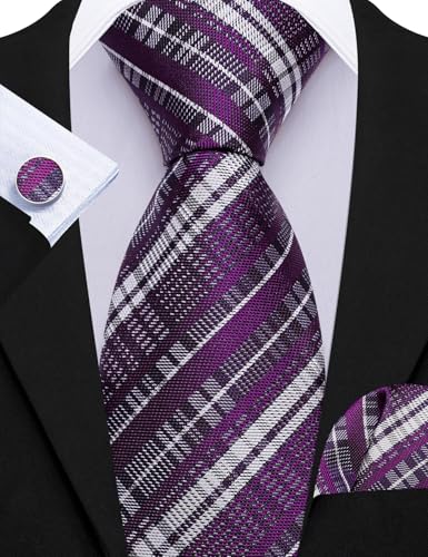 Image of Barry.Wang Men 6PCS Tie Silk Gift Necktie Clip Woven Tie Sets Party | Men Tie Classic Silk Gift Necktie With Tie Clip Jacquard Woven Neck Ties 6PCS Formal Wedding