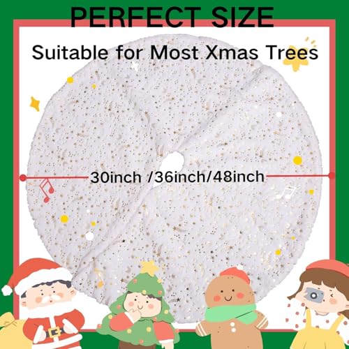 Acdoslow 906-GOLD-78 Christmas Tree Skirt 30 Inch 36 Inch 48 Inch White Luxury Faux Fur Tree Skirt Stars Plush Tree Skirt thumb #1