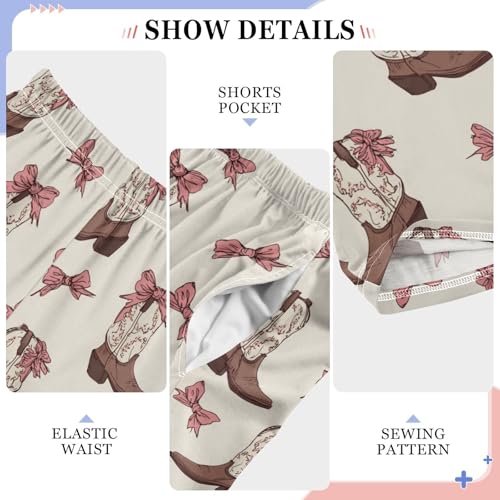 Pajama Bottoms, Pajamas Long Pant Cowgirl Bows Cowboy Boots Lounge Wear Casual Sleep Pants Soft Pjs Sleepwear4