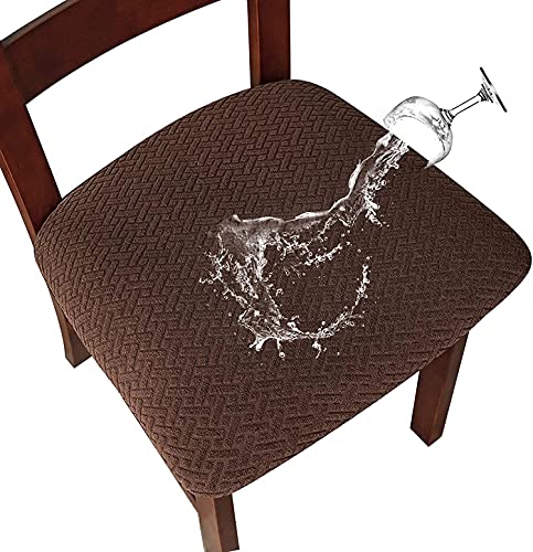 LANSHENG Waterproof Dining Chair Seat Covers Set of 4, Stretch Chair Seat Covers