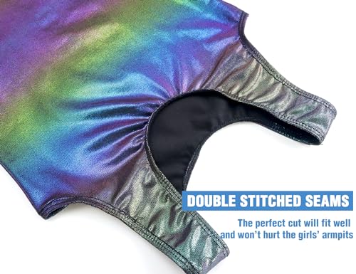 Image of TENVDA Leotards for Girls Gymnastics Kids Children Biketard With Shorts Sparkly Unicorn Dance Unitards(Multiple Colors)