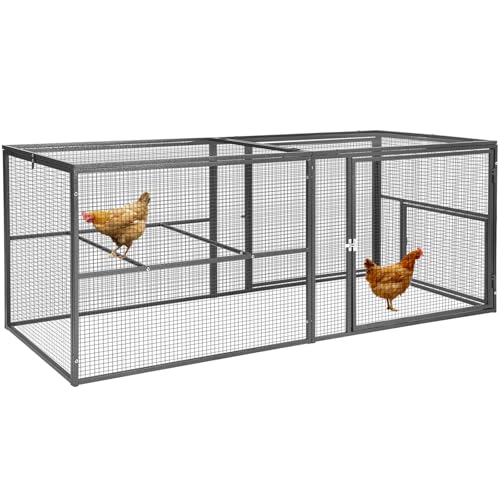 Large Metal Chicken Coop Run with Lockable Playpen