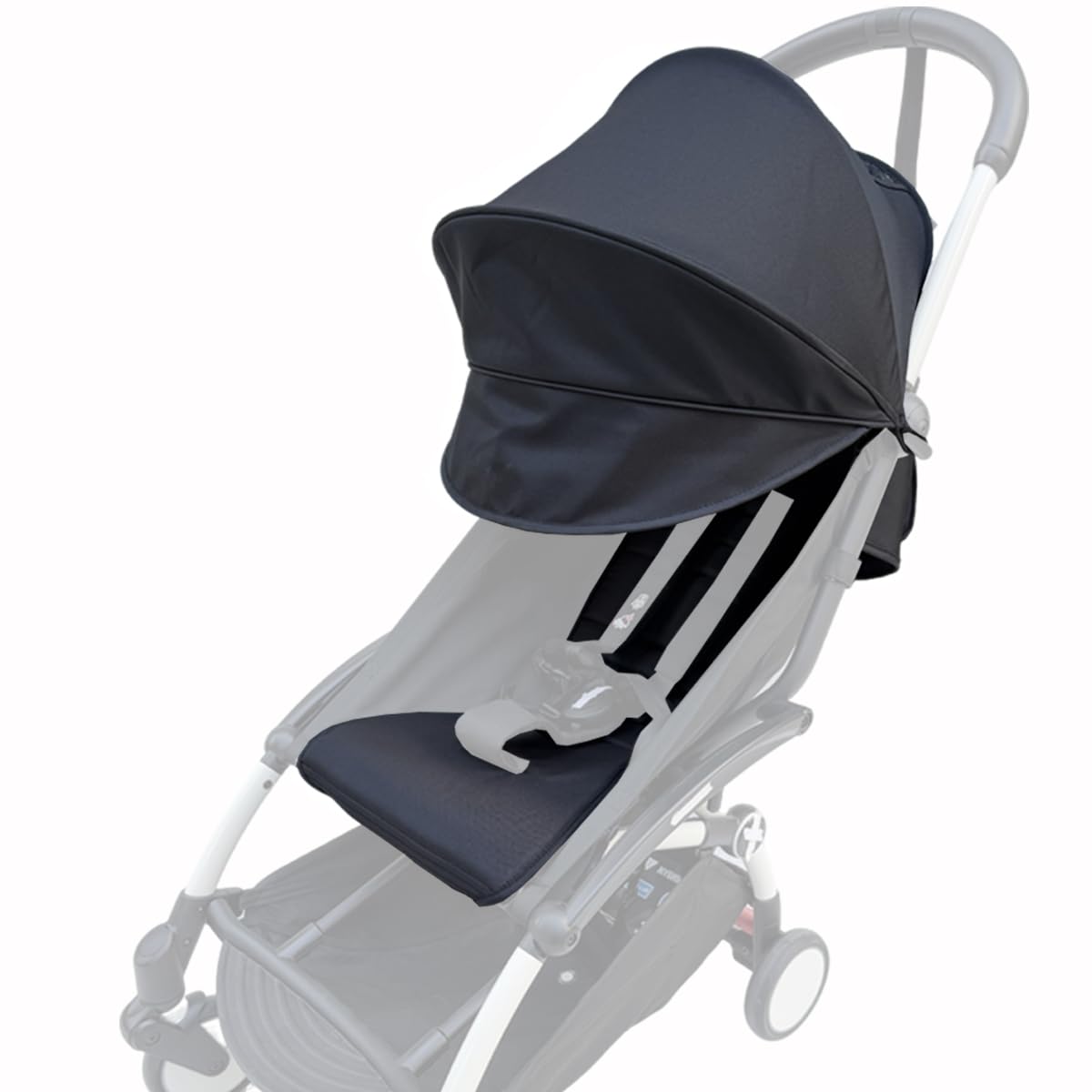 Stroller Replacement Set Compatible with Babyzen YOYO/YOYO+/YOYO2/Stokke YOYO3, 6 Colors Pack, Thickened Seat Cushion and Stretchy Canopy, Breathable Water Repellent Fabric (Black)