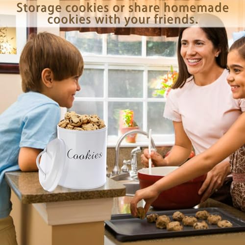 Tarro de metal para galletas de Navidad recipiente blanco para regalar dulces 7