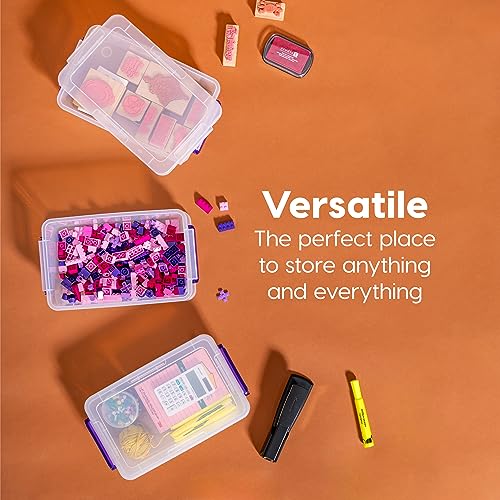 IRIS USA 3 Qt. Plastic Craft Storage Container Bins with Lids, 10 Pack, Small Art & Office Supply Organizer Tote, Sensory Bins & Boxes for Home & University, Stackable, Secure Latch Buckles, Clear - Image 5