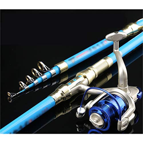 YAZHUANG8 Angelrute für Kinder Blau Teleskop tragbar Angelrute Kit Carbon-Faser-Fischerei-Pole und Reel Combo for Angler… – Bild 7