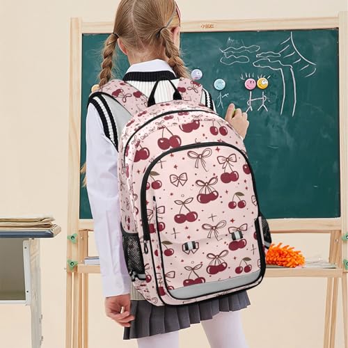 ALAZA Pink Bow Cherry Polka Dots Laptop Backpack Purse for Women Men School Bag 17 Inch Bookbag Student Boys Girls Travel Casual Daypack2