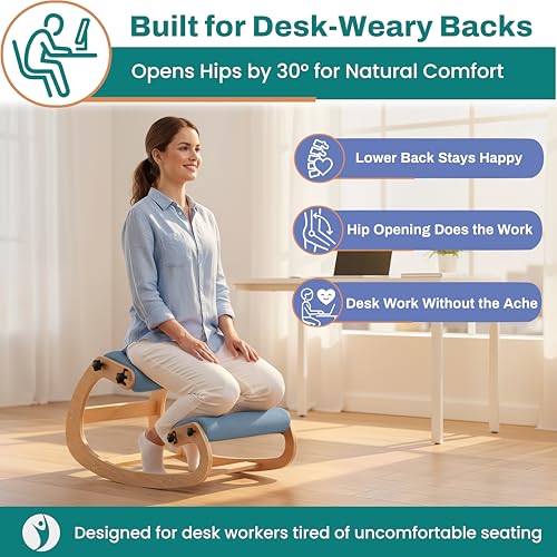 Image of NYPOT Ergonomic Kneeling Chair with Adjustable Seats - Knee Chair for Posture Correction & Kneel Rocking Stool for Desk - Back Pain Relief for Home and Office, Supports 250 pounds - 5 Years Warranty
