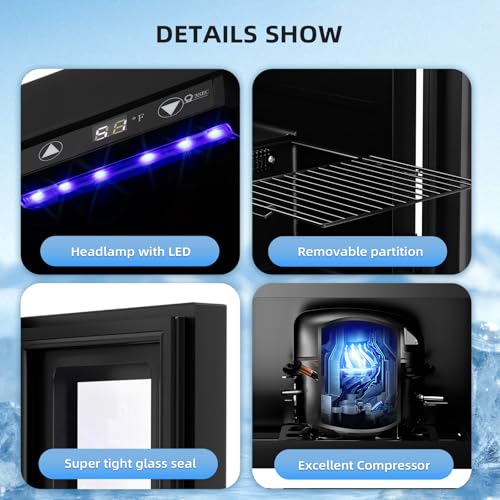 Image of Antarctic Star 18L Beverage Refrigerator Cooler 24Can, Mini Fridge with Quiet Compressor, LED Light,Freestanding Small Fridge with Electronic Temperature Control for Home and Bar(40-61 ℉)