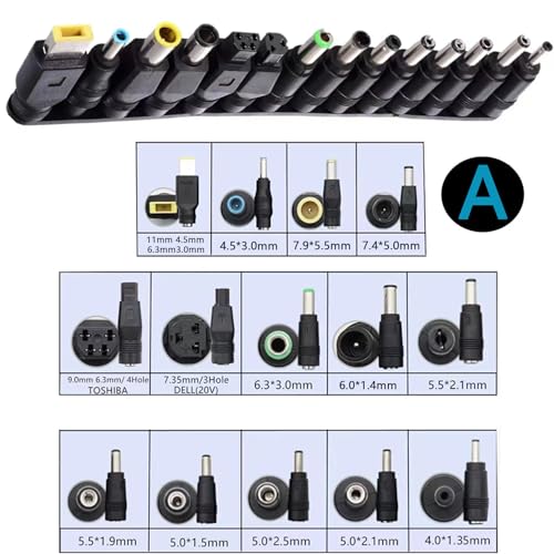 Laptop DC Power Adapter Kits 41 PCS Universal 5.5 mm x 2.1 mm DC AC Power Adapter Tips Connector for Power Supply Plug Jack Sets2