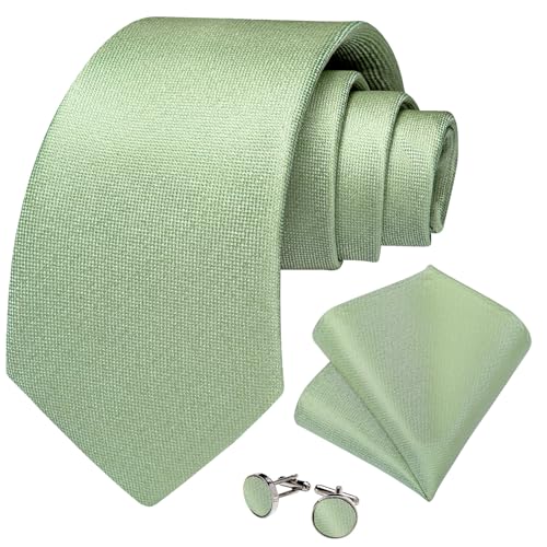 Image of DiBanGu Mens Solid Color Tie and Pocket Square Set Woven Silk Plain Necktie & Handkerchief for Men Wedding Party Formal