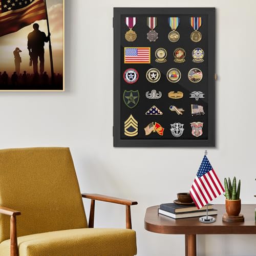 WELIDAY 18x13 Pin Display Case Pin Collection Display Case with 98% UV Protection Acrylic Door for Military Medals, Jewelry Pins, Pin Gift, Insignia Ribbons, Beach Tags, Pin Collectibles