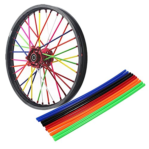 Qukaim 72 pièces Couvre Rayon Moto Roue a parlé Wraps Couverture Moto Coloré Rayons Anti Dirt Protecteur Kit(Rouge) Cover