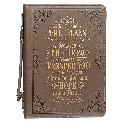 Couverture de Bible Jeremiah 29:11 marron taille M en simili cuir