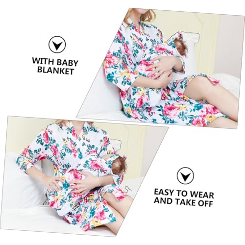 Peignoir de maternité en coton ensemble 3 pièces floral S/M
