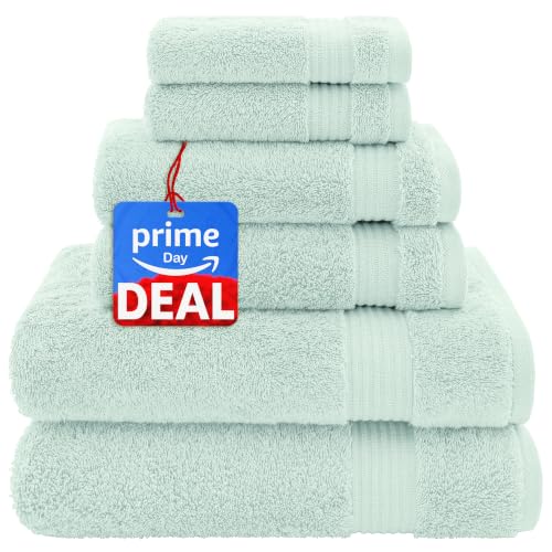 American Veteran Towel, 100% Cotton Turkish 6 Piece Towel Set, Luxury Towels Set of 6 for Bathroom Essentials, 2 Bath Towel 2 Hand Towel 2 Washcloth, Mint Green