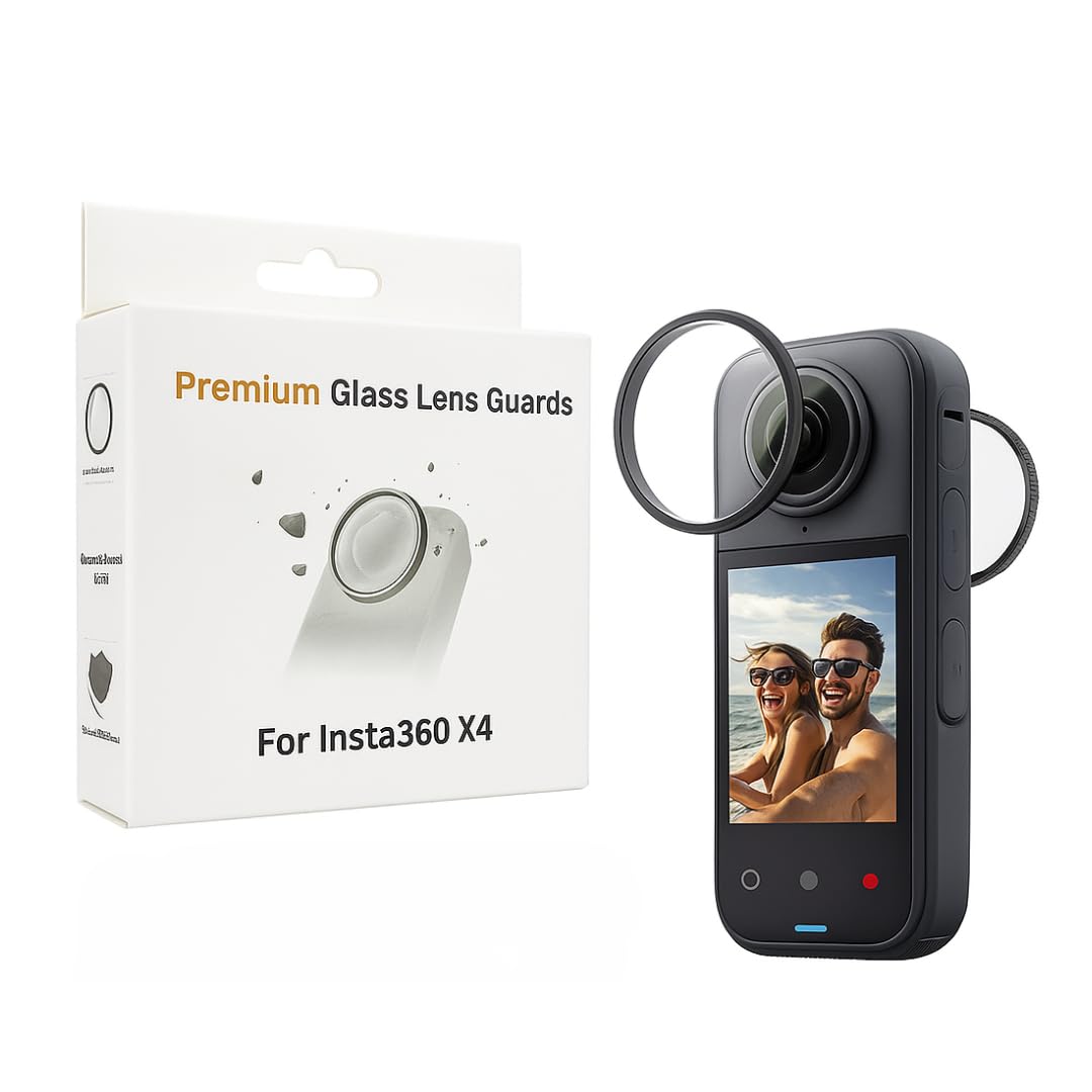 DA-GODO Dual Lens Protector for Insta360 One X4 (2Pcs) – Tempered Glass Sticky Lens Cover, Anti-Scratch, Dustproof Protective Guard for Action Camera Accessories (X4-LG-2PC)