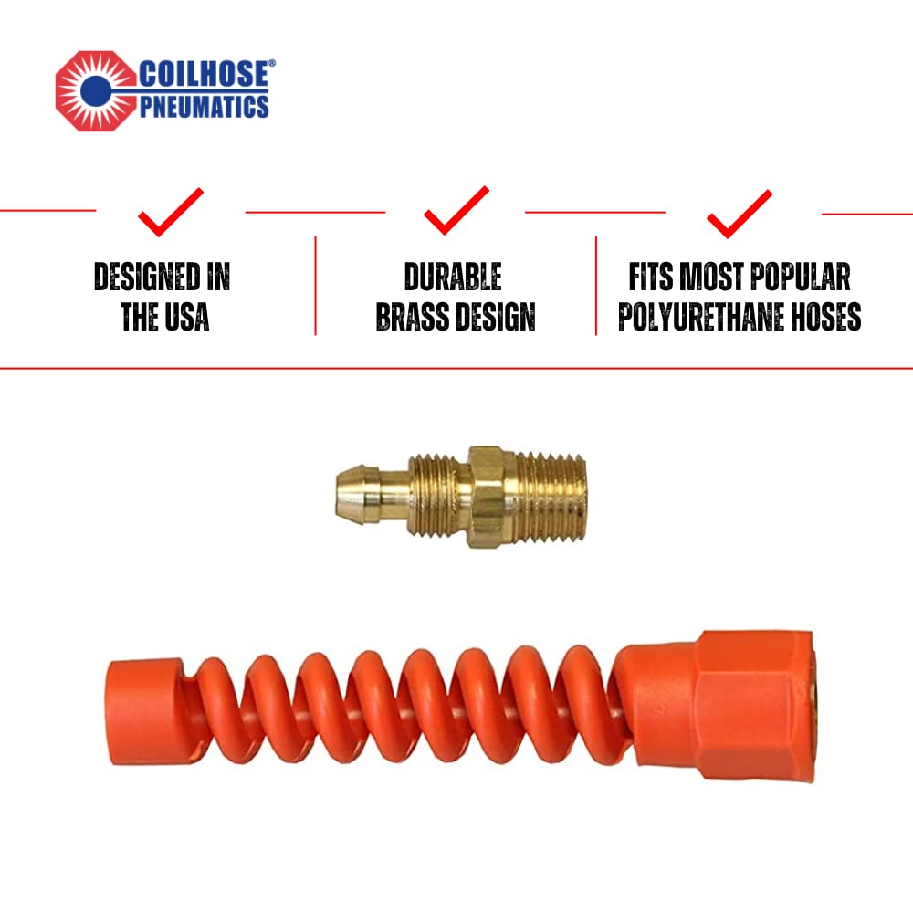 Coilhose Pneumatics PRM0404SRQ - Accesorio reutilizable de alivio de tensión para manguera de aire Flexeel (R) de 1/4 pulgadas, MPT rígido de 1/4 pulgadas