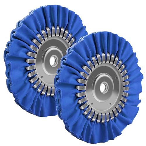 Image of 2PCS 8 inch Airway Buffing Wheel with 5 /8 inch Arbor Flange-Free Hub,Blue Buffing Wheels for Angle Grinder, Heavy Cutting Metal Polishing Wheel for Aluminum Wheels Stainless Steel Metal Surface Prep